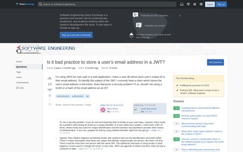 Is it bad practice to store a user's email address in a JWT ...