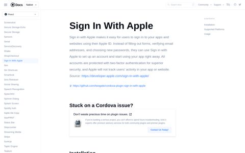 Sign In With Apple - Ionic Documentation