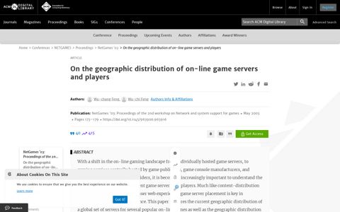 On the geographic distribution of on-line game servers and ...