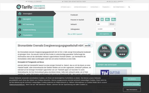 Enervatis: Jetzt Stromtarife vergleichen - Tarifo.de