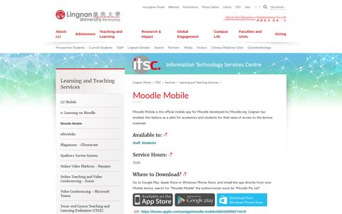 Moodle Mobile - Services - ITSC - Lingnan University