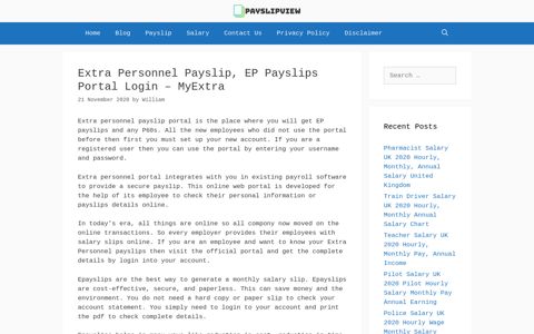Extra Personnel Payslip Portal Login - MyExtra - Payslipview