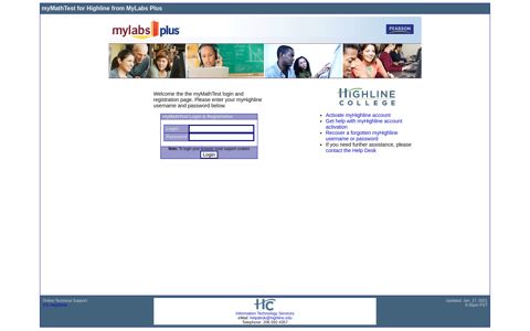 myMathTest for Highline from MyLabs Plus