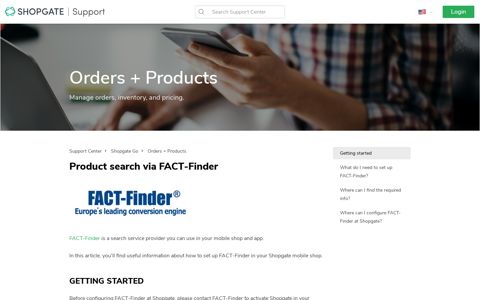 Product search via FACT-Finder – Support Center