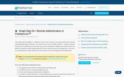 Single Sign On / Remote Authentication in Freshservice ...