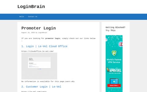 Promoter - Login | Le-Vel Cloud Office - LoginBrain