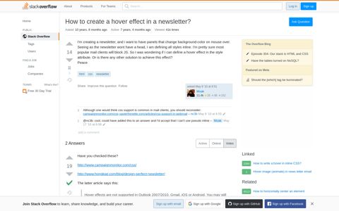 How to create a hover effect in a newsletter? - Stack Overflow