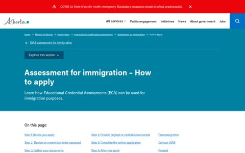 Assessment for immigration – How to apply | Alberta.ca