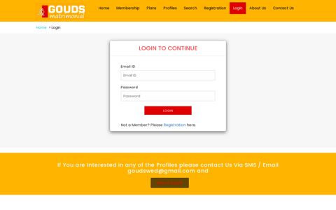 Login | Welcome to Gouds Matrimonial, GOUDS, GOUD ...