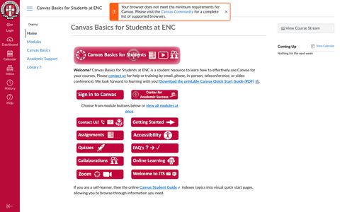 Canvas Basics for Students at ENC - My Dashboard