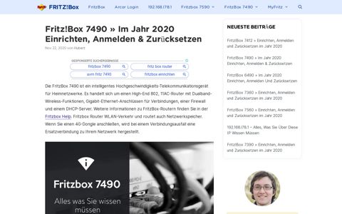 Fritz!Box 7490 » Im Jahr 2020 Einrichten, Anmelden ...
