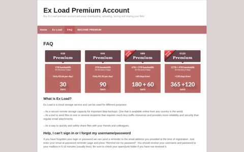 FAQ | Ex Load Premium Account