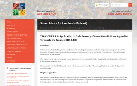 L3 – Application to End a Tenancy – Tenant Gave Notice or ...