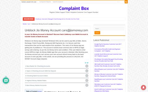 Unblock Jio Money Account care@jiomoney.com