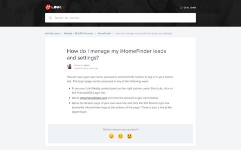 How do I manage my iHomeFinder leads and settings ...