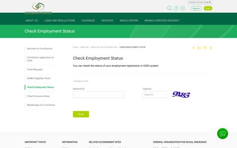 Check Employment Status - gosi.gov.sa