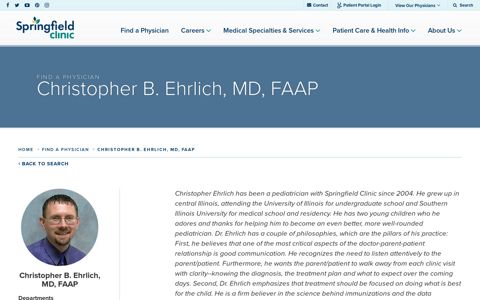 Springfield Clinic > Christopher B. Ehrlich, MD, FAAP