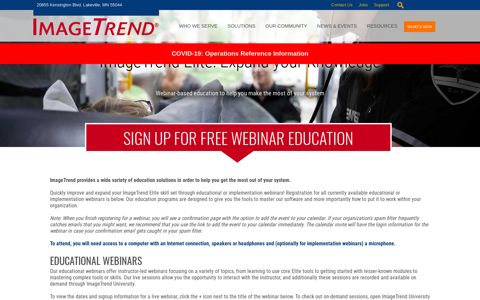 ImageTrend Elite Free Training Webinars - ImageTrend, Inc.