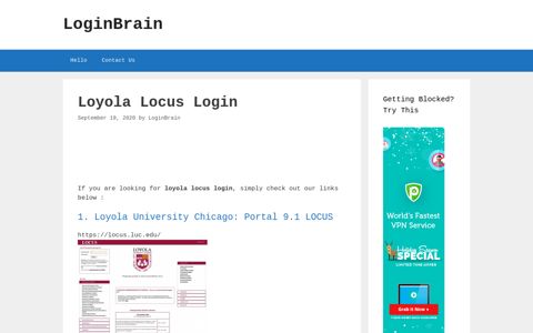 Loyola Locus - Loyola University Chicago: Portal 9.1 Locus