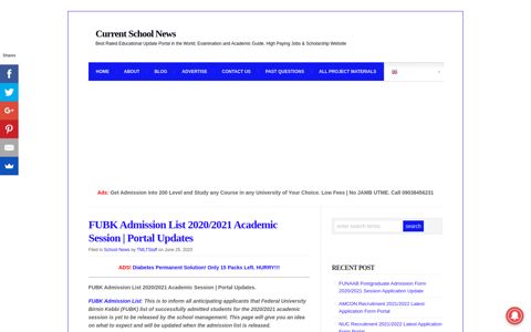 FUBK Admission List 2020/2021 Academic Session | Portal ...