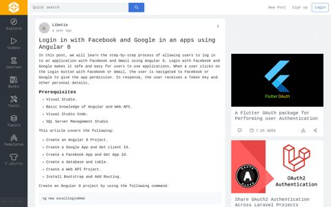 Login in with Facebook and Google in an apps using Angular 8