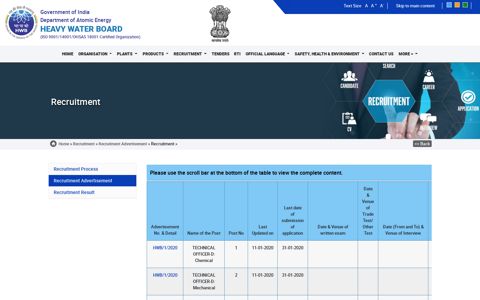 Recruitment | Heavy Water Board, Government of India