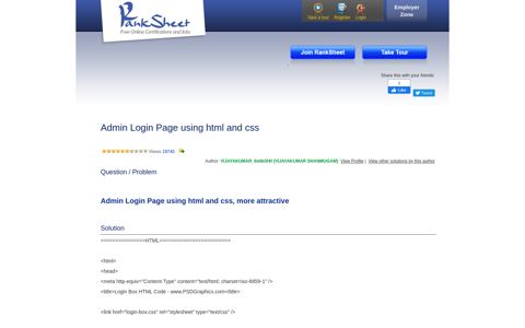 Admin Login Page using html and css - RankSheet.com ...