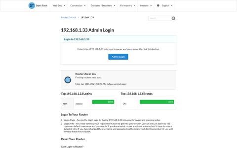 192.168.1.33 Admin Login - Clean CSS