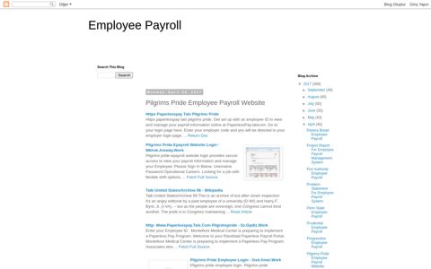 Pilgrims Pride Employee Payroll Website - Employee Payroll