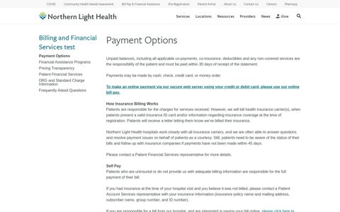 Payment Options - Northern Light Health