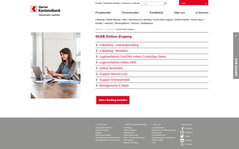 Kantonalbank GLKB Online-Zugang