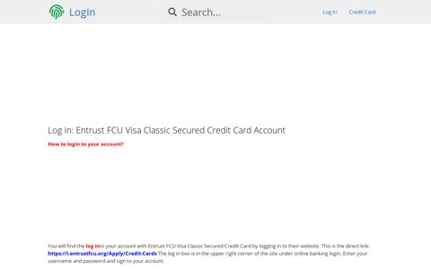 Log in: Entrust FCU Visa Classic Secured Credit Card Account ...