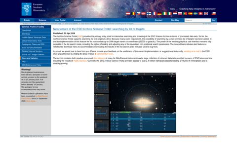 New feature of the ESO Archive Science Portal ... - ESO