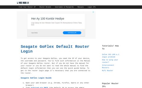 Seagate GoFlex - Default login IP, default username & password