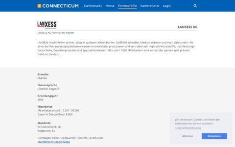 LANXESS AG - Arbeitgeber-Firmenprofil - Connecticum