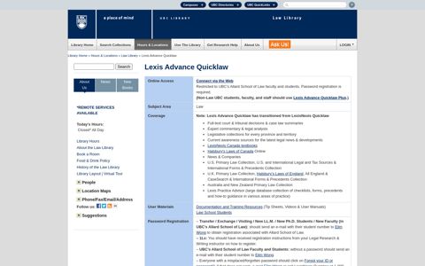 Lexis Advance Quicklaw | Law Library