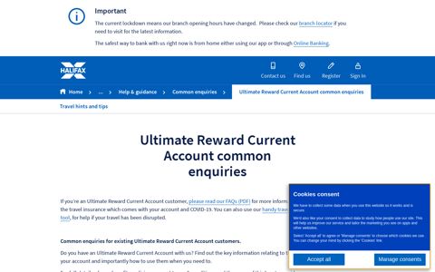 Halifax UK | Ultimate Reward Account FAQs | Bank Accounts