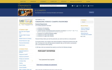 Changing Your e-Campus Password
