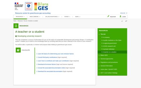 A teacher or a student - ADEME - Bilans GES Site