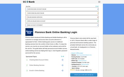 Florence Bank Online Banking Login - CC Bank