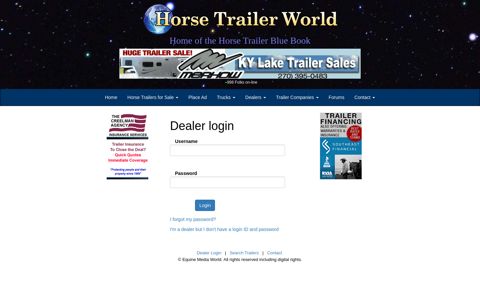 Dealer Login - Horse Trailer World