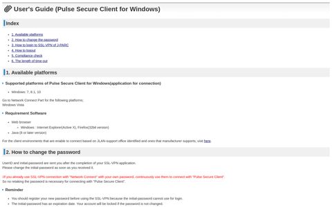 User's Guide (Pulse Secure Client for Windows) - J-parc