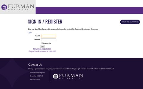Login / Register - Furman University