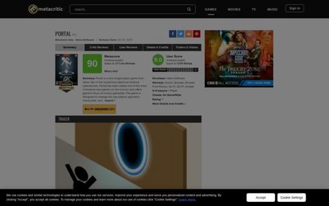 Portal for PC Reviews - Metacritic