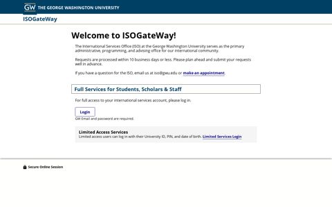 ISO Gateway - The George Washington University