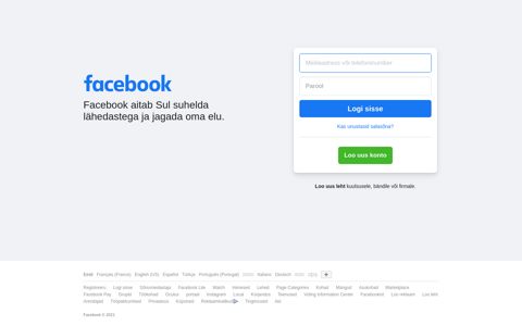 Facebook – logi sisse või registreeru