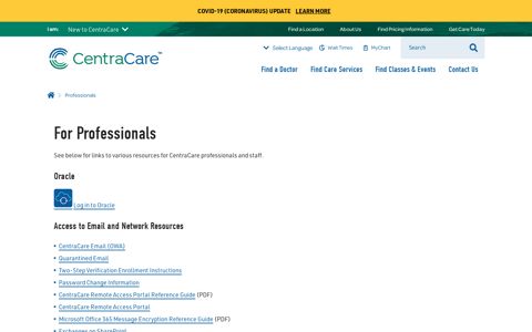 For Health Care Professionals | CentraCare, Central Minnesota