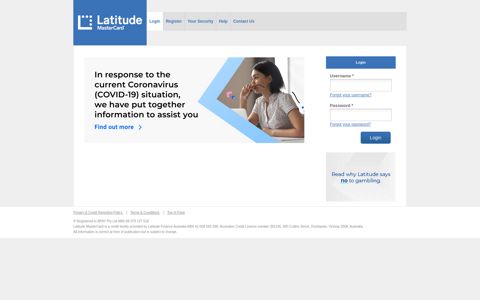 Latitude MasterCard Online Service Centre