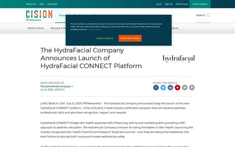 The HydraFacial Company Announces Launch of HydraFacial ...