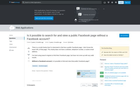 Is it possible to search for and view a public Facebook page ...